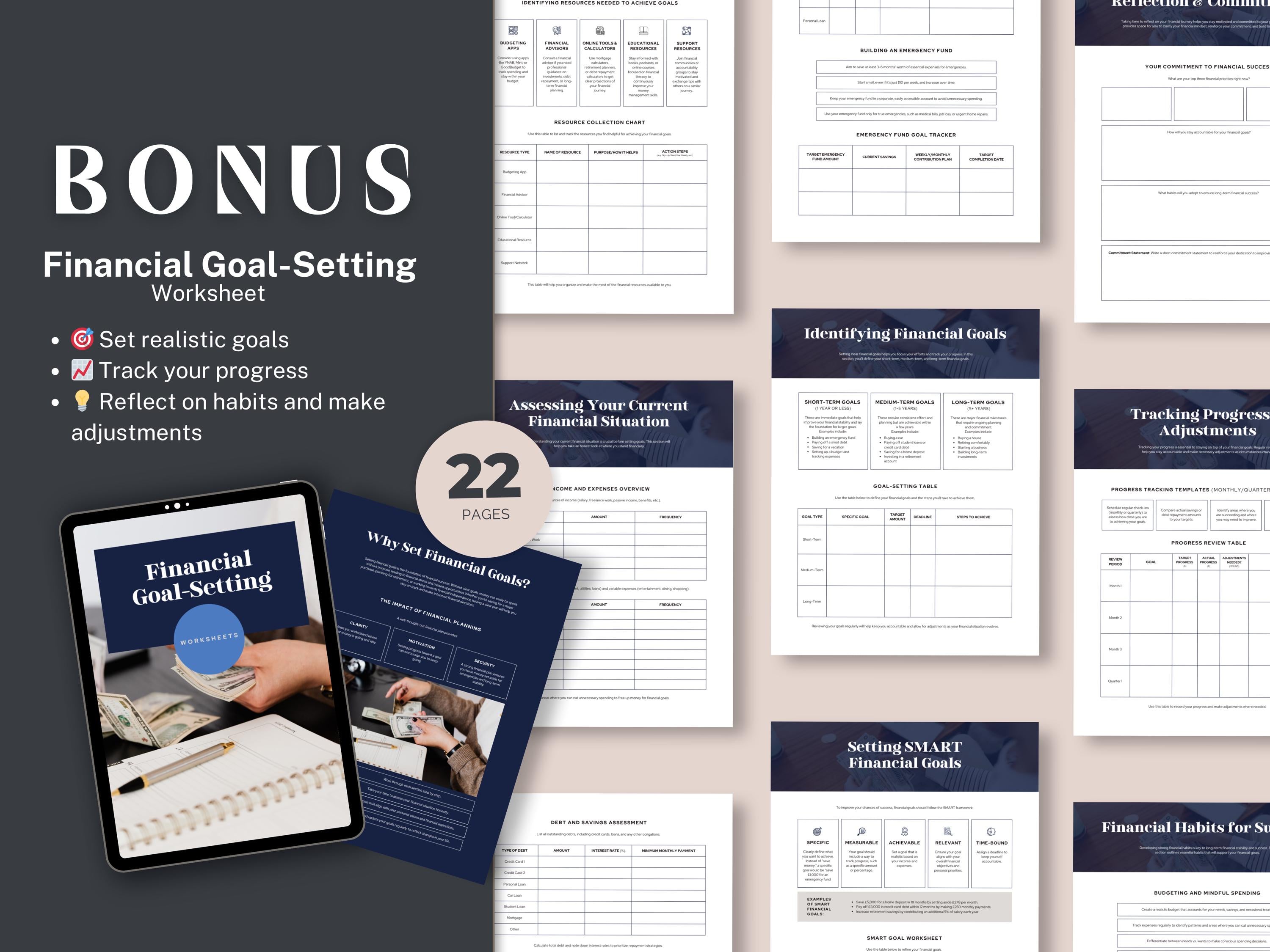 Personal Finance Ebook Guide Canva Template | Printable Budgeting Ebook | Financial Success Planner | Financial Goal-Setting Worksheet