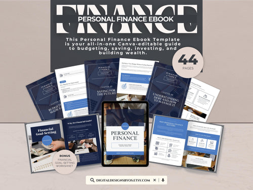 Personal Finance Ebook Guide Canva Template | Printable Budgeting Ebook | Financial Success Planner | Financial Goal-Setting Worksheet