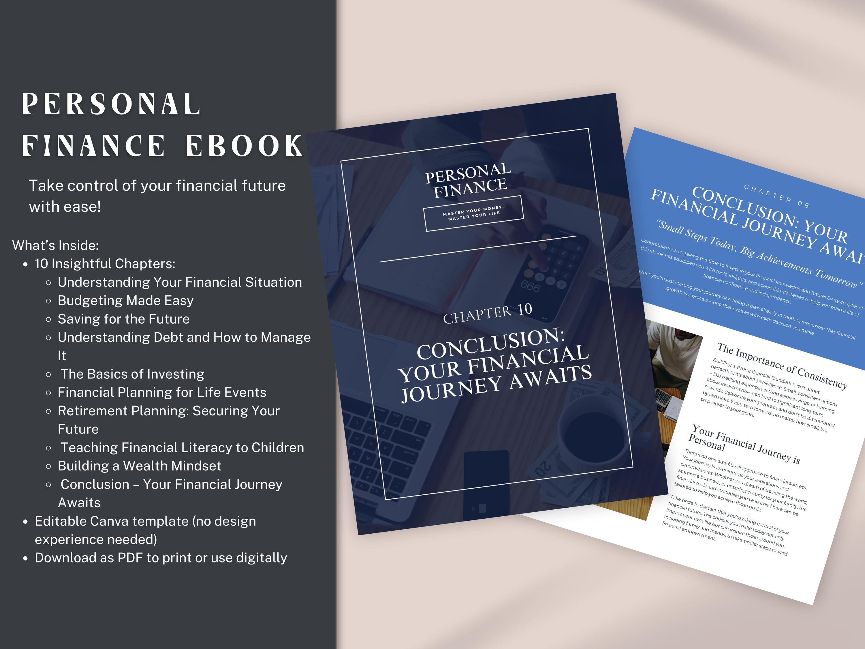 Personal Finance Ebook Guide Canva Template | Printable Budgeting Ebook | Financial Success Planner | Financial Goal-Setting Worksheet