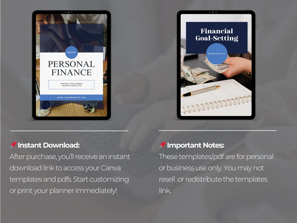 Personal Finance Ebook Guide Canva Template | Printable Budgeting Ebook | Financial Success Planner | Financial Goal-Setting Worksheet