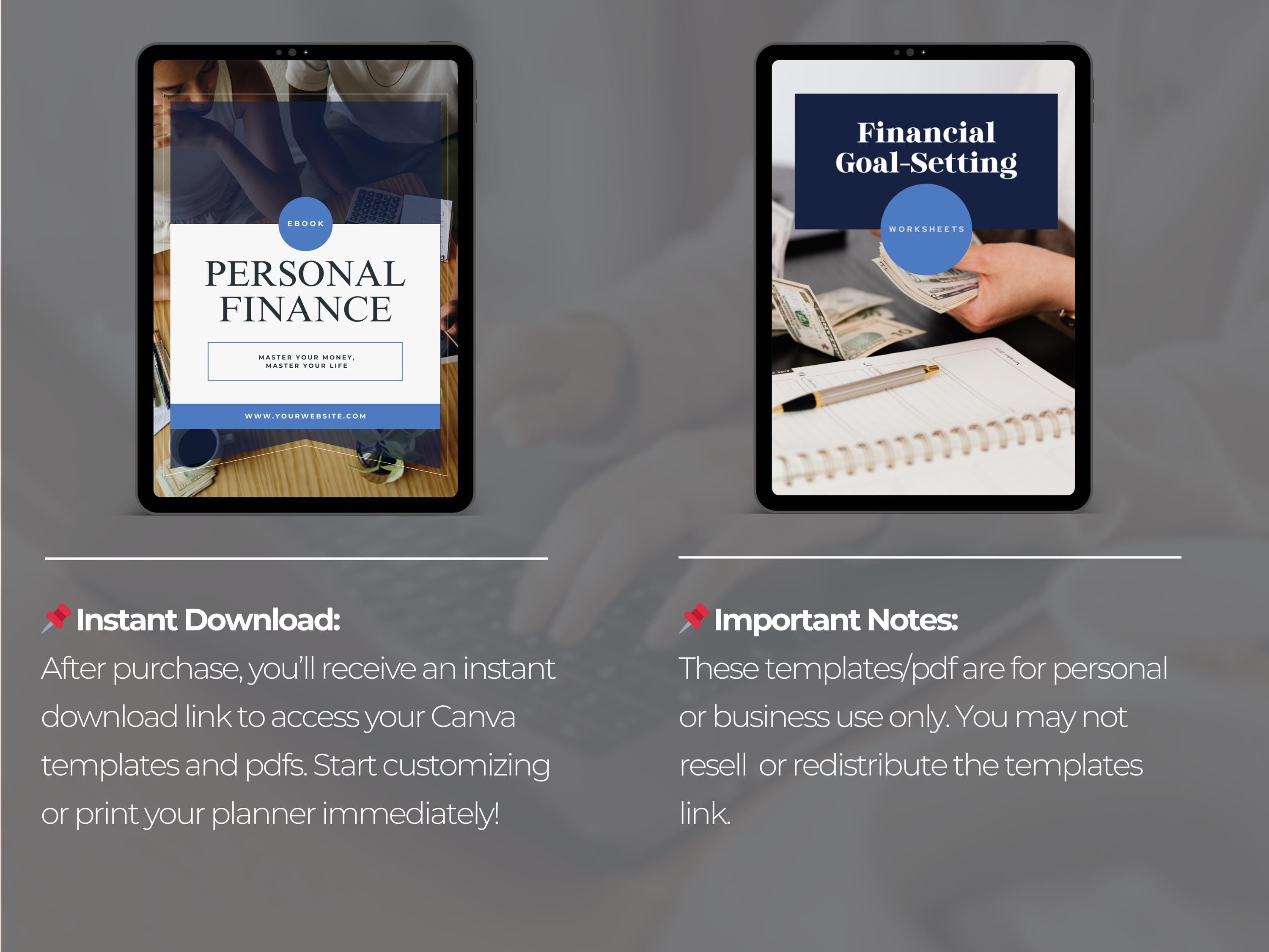Personal Finance Ebook Guide Canva Template | Printable Budgeting Ebook | Financial Success Planner | Financial Goal-Setting Worksheet