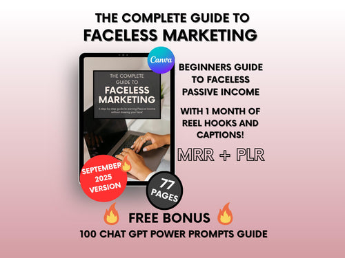The Complete Guide to Faceless Digital Marketing Ebook with PLR and MRR, Learn and Resell Done-For-You Faceless Marketing Course