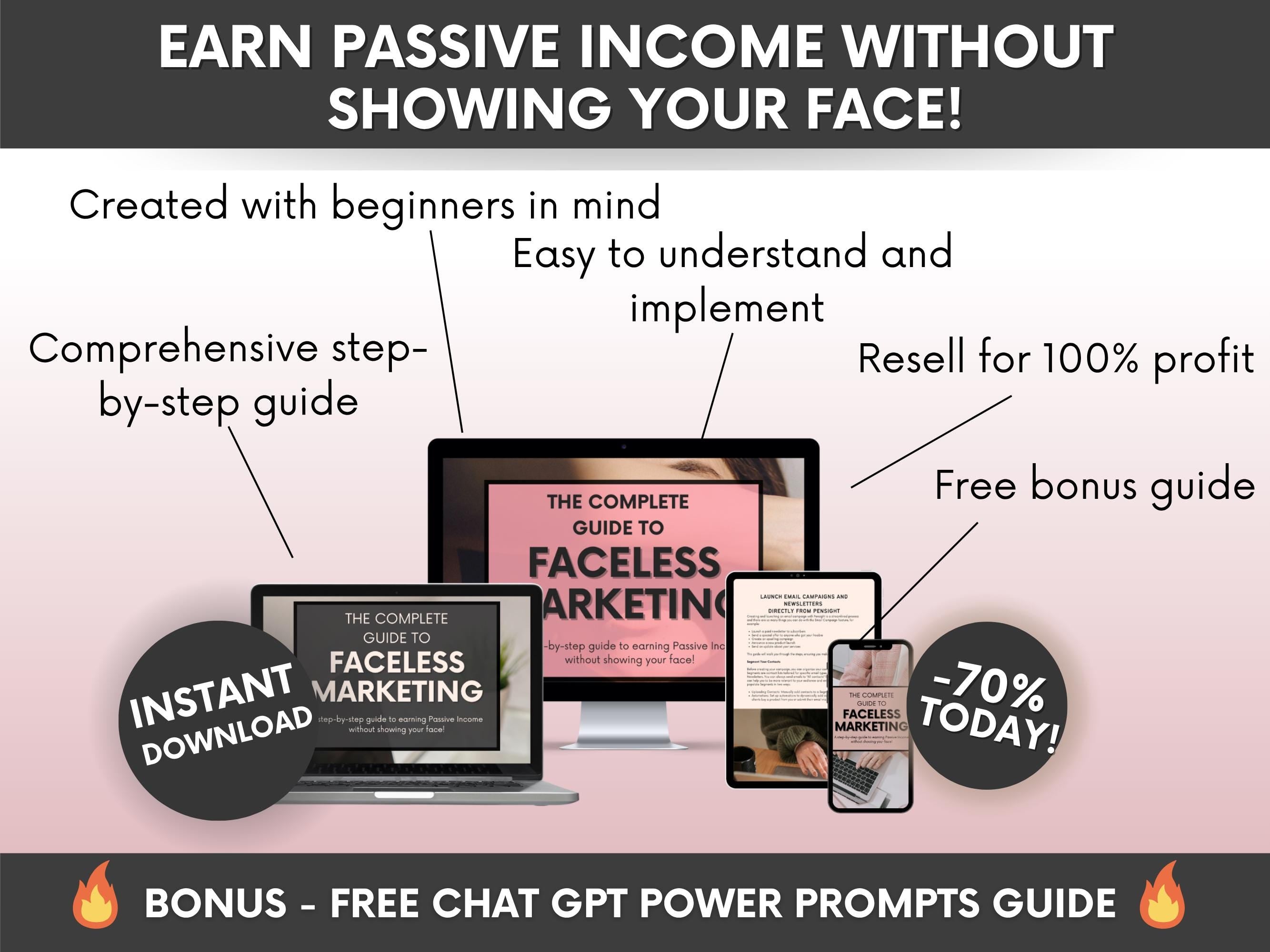 The Complete Guide to Faceless Digital Marketing Ebook with PLR and MRR, Learn and Resell Done-For-You Faceless Marketing Course