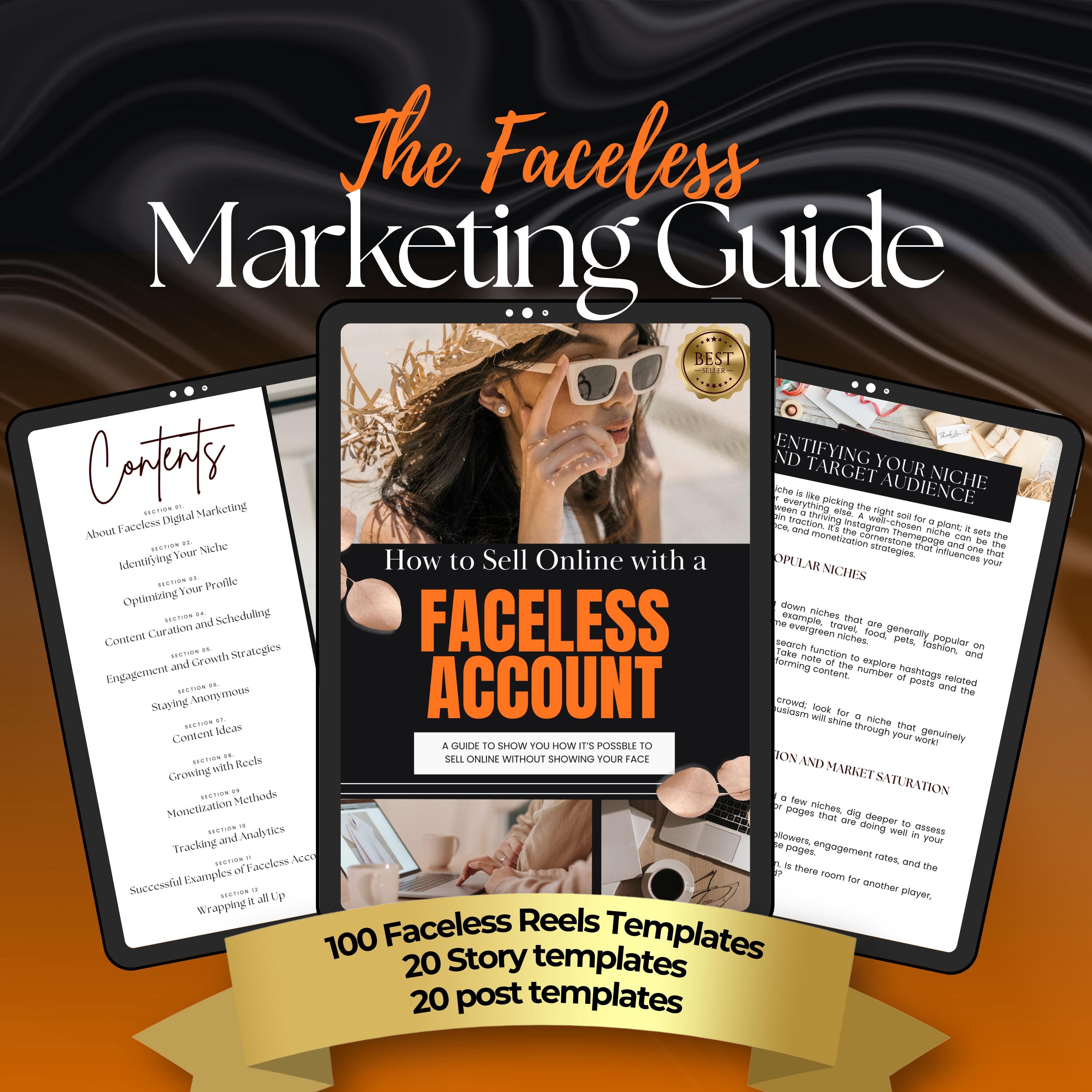 The Faceless Marketing Guide with PLR MRR Editable Digital Ebook for Instagram Reels Tiktok Growth & Anonymous Branding Strategy