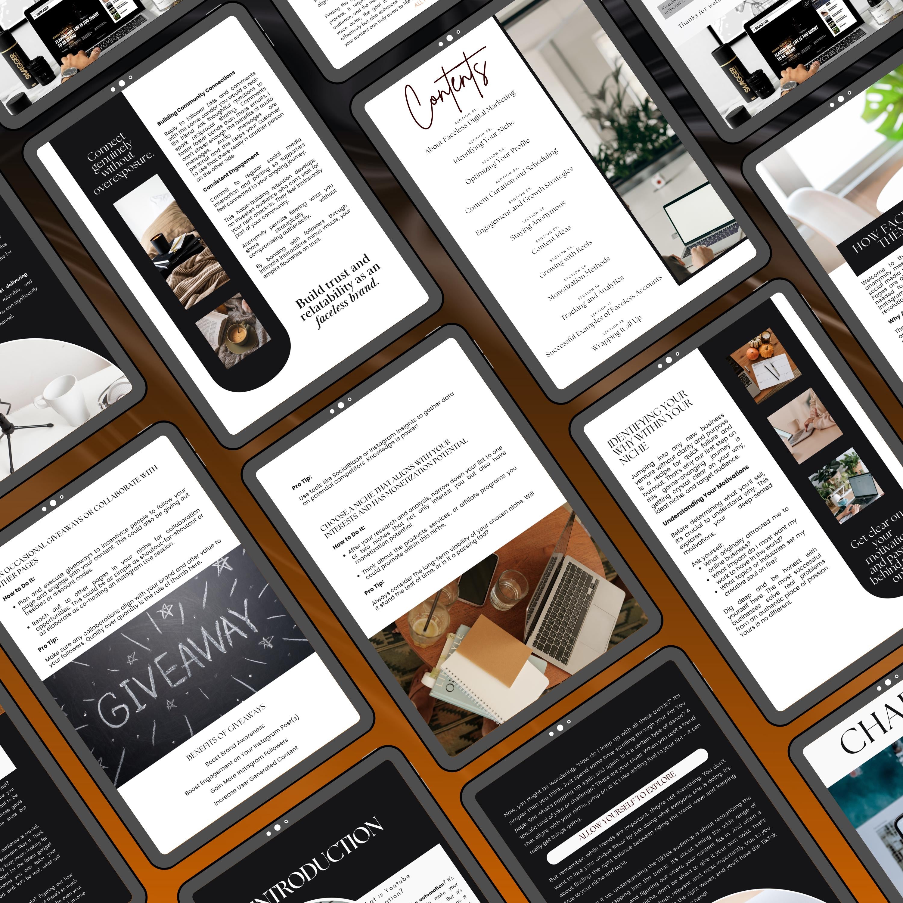 The Faceless Marketing Guide with PLR MRR Editable Digital Ebook for Instagram Reels Tiktok Growth & Anonymous Branding Strategy